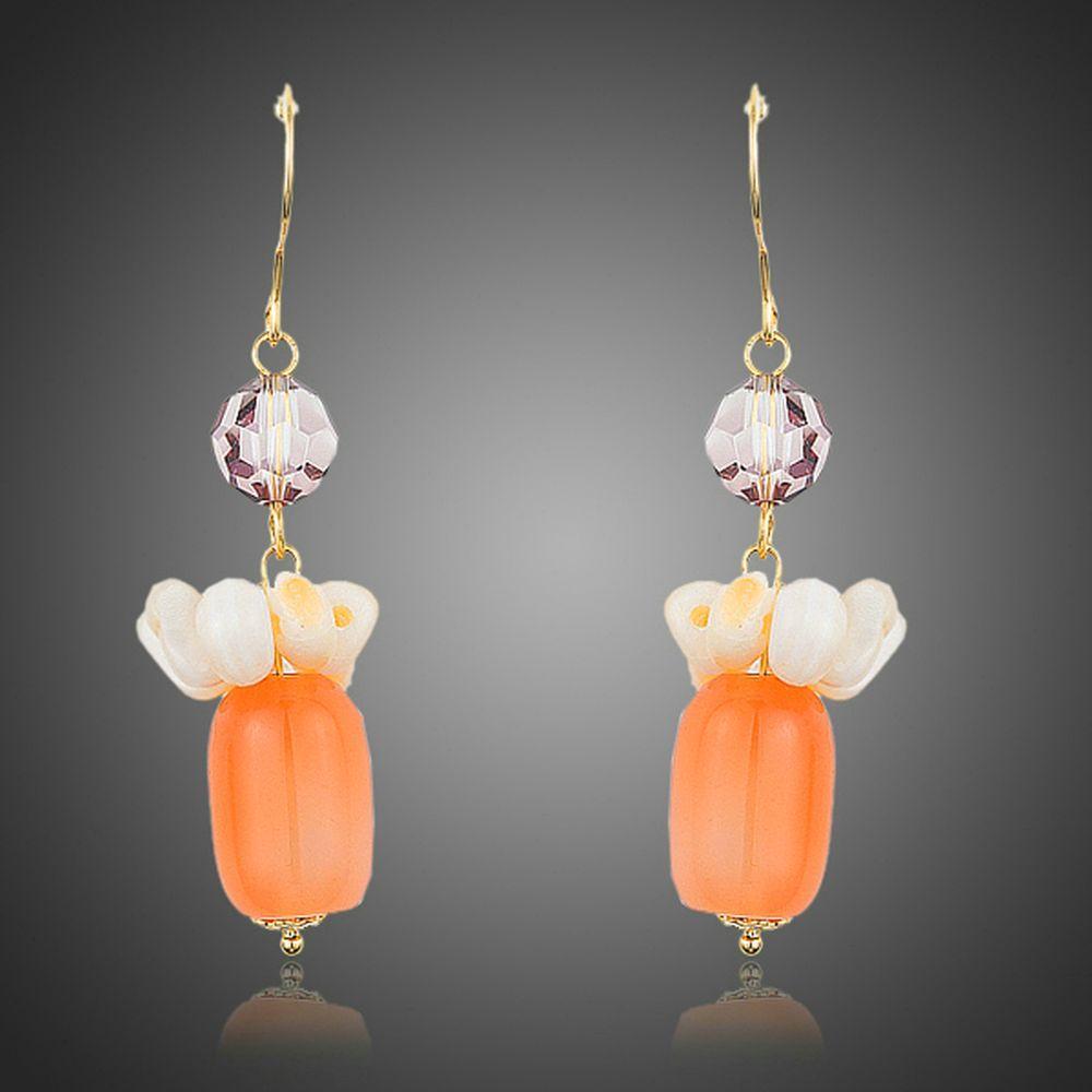 Pumpkin Orange Crystal Drop Earrings - KHAISTA Fashion Jewellery