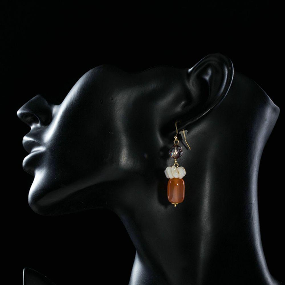 Pumpkin Orange Crystal Drop Earrings - KHAISTA Fashion Jewellery