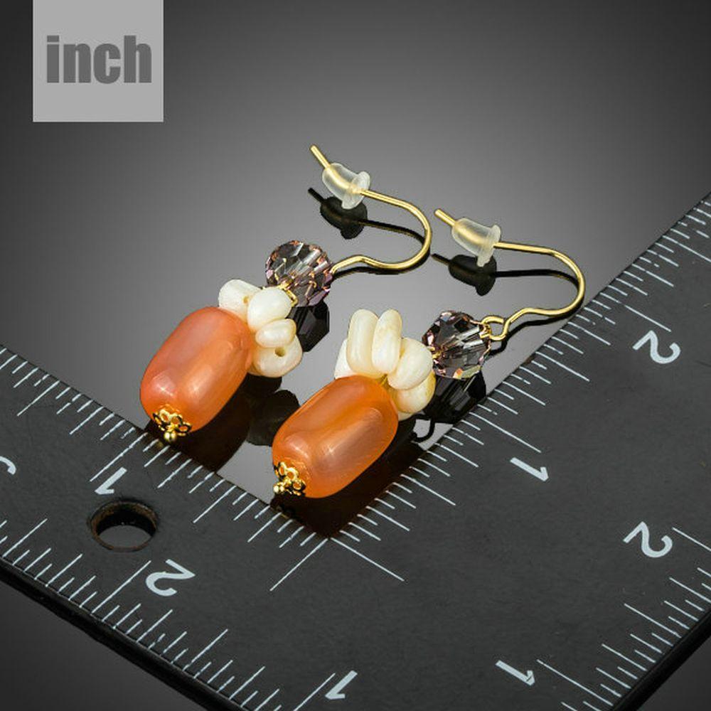 Pumpkin Orange Crystal Drop Earrings - KHAISTA Fashion Jewellery