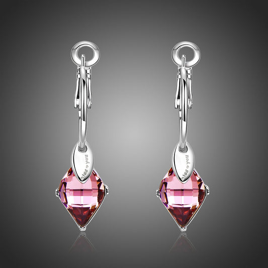 Purple Austrian Crystal Drop Earrings -KPE0351 - KHAISTA Fashion Jewellery