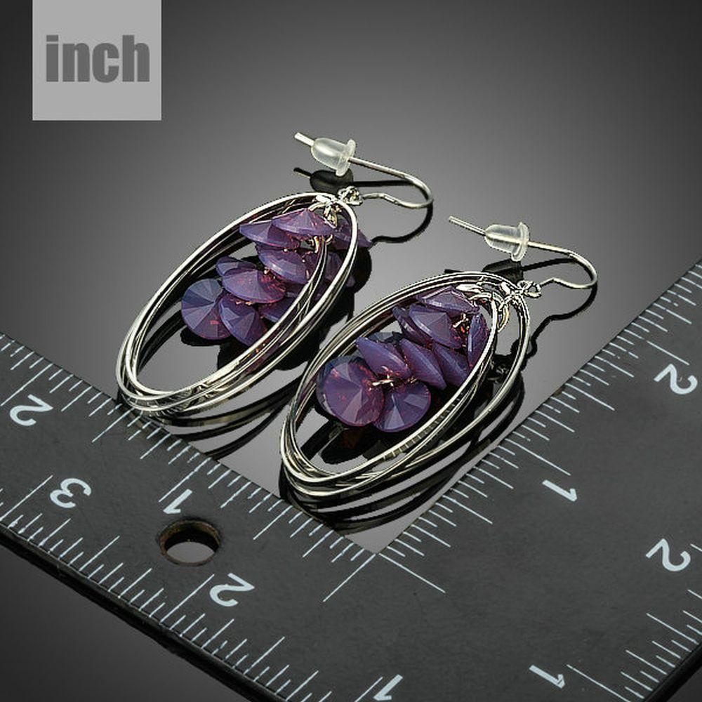 Purple Crystal Dangle Drop Earrings - KHAISTA Fashion Jewellery