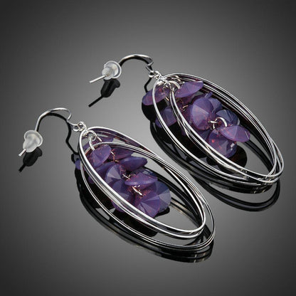 Purple Crystal Dangle Drop Earrings - KHAISTA Fashion Jewellery