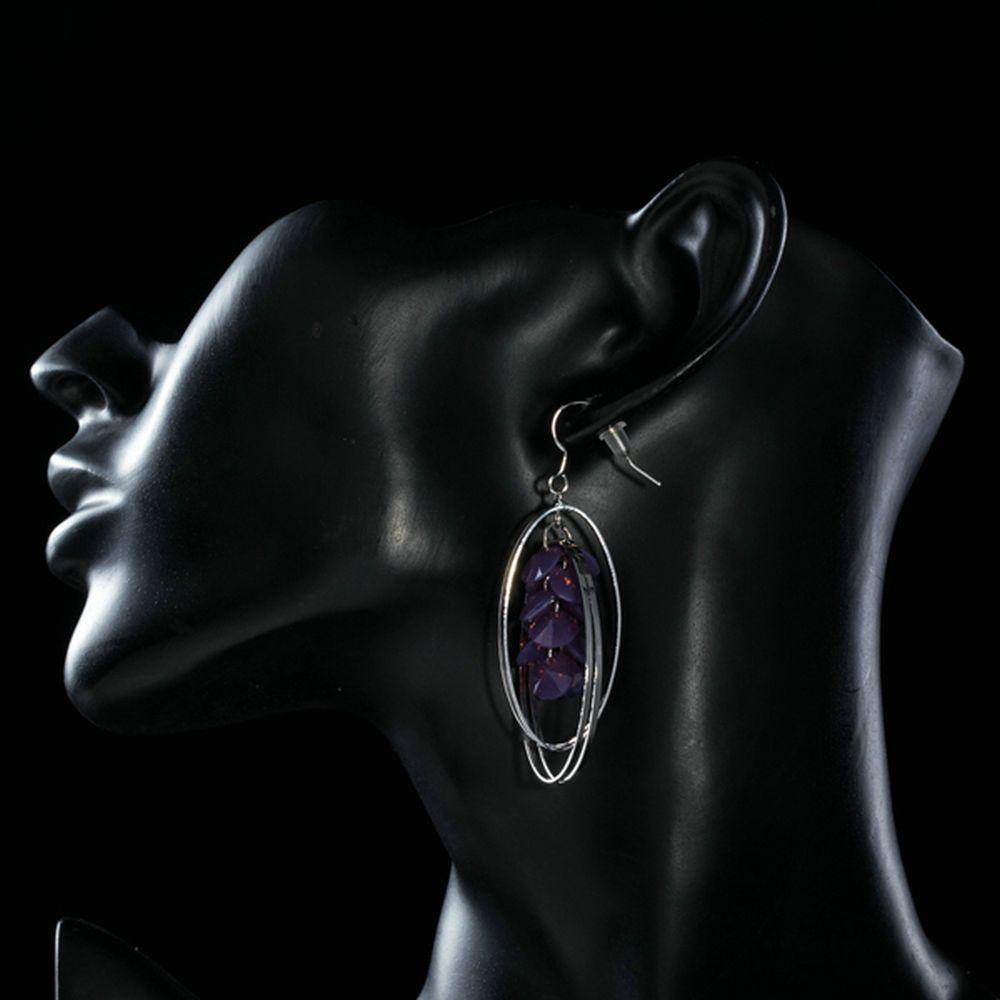 Purple Crystal Dangle Drop Earrings - KHAISTA Fashion Jewellery