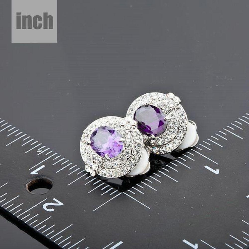 Purple Crystal Dome Stud Earrings - KHAISTA Fashion Jewellery