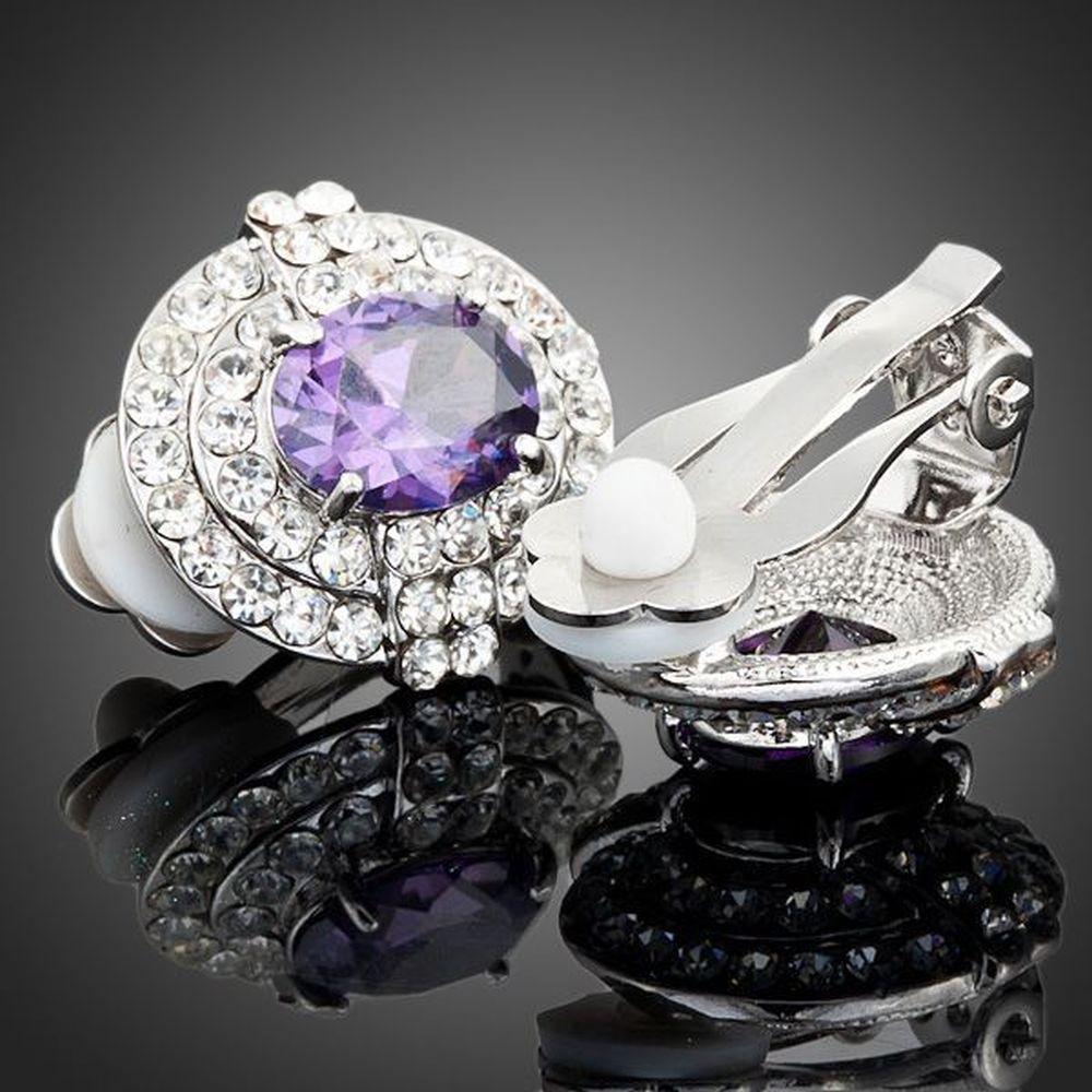 Purple Crystal Dome Stud Earrings - KHAISTA Fashion Jewellery