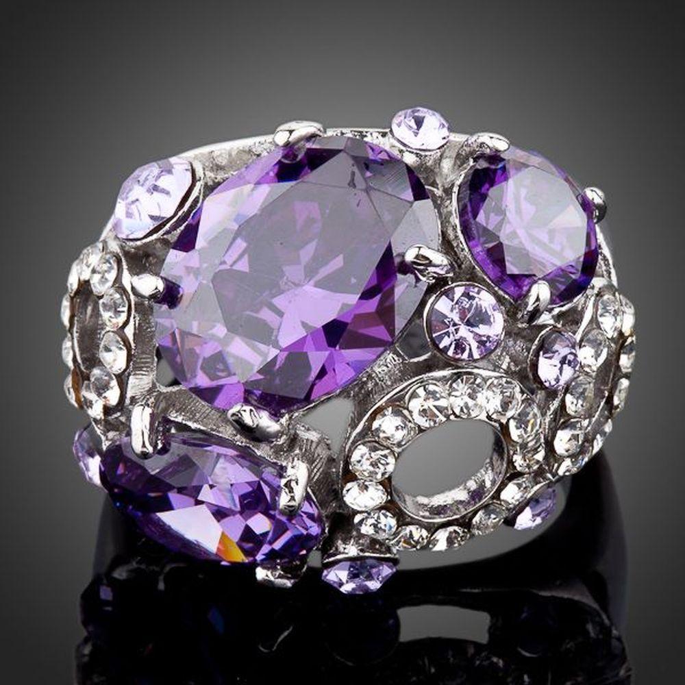 Purple Crystal Fashion Ring - KHAISTA Fashion Jewellery