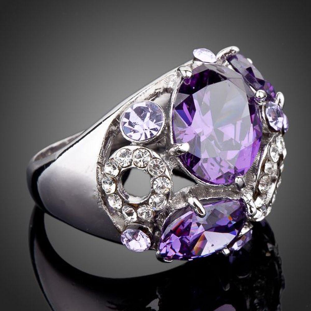 Purple Crystal Fashion Ring - KHAISTA Fashion Jewellery