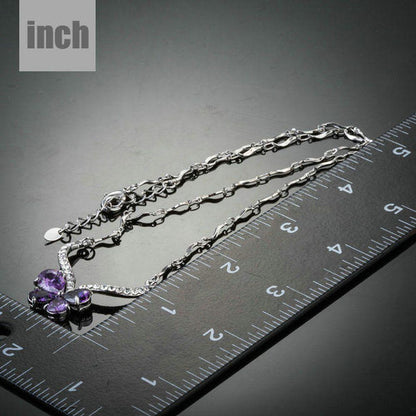 Purple Cubic Zirconia Butterfly Necklace KPN0144 - KHAISTA Fashion Jewellery