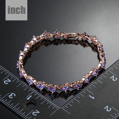 Purple Cubic Zirconia Stones Bracelet - KHAISTA Fashion Jewellery