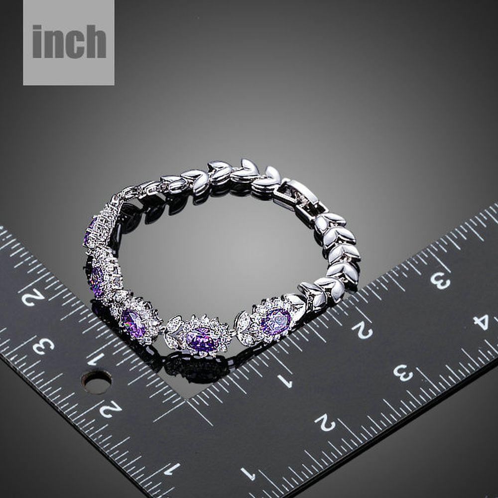 Purple Flower Cubic Zirconia Bracelet - KHAISTA Fashion Jewellery