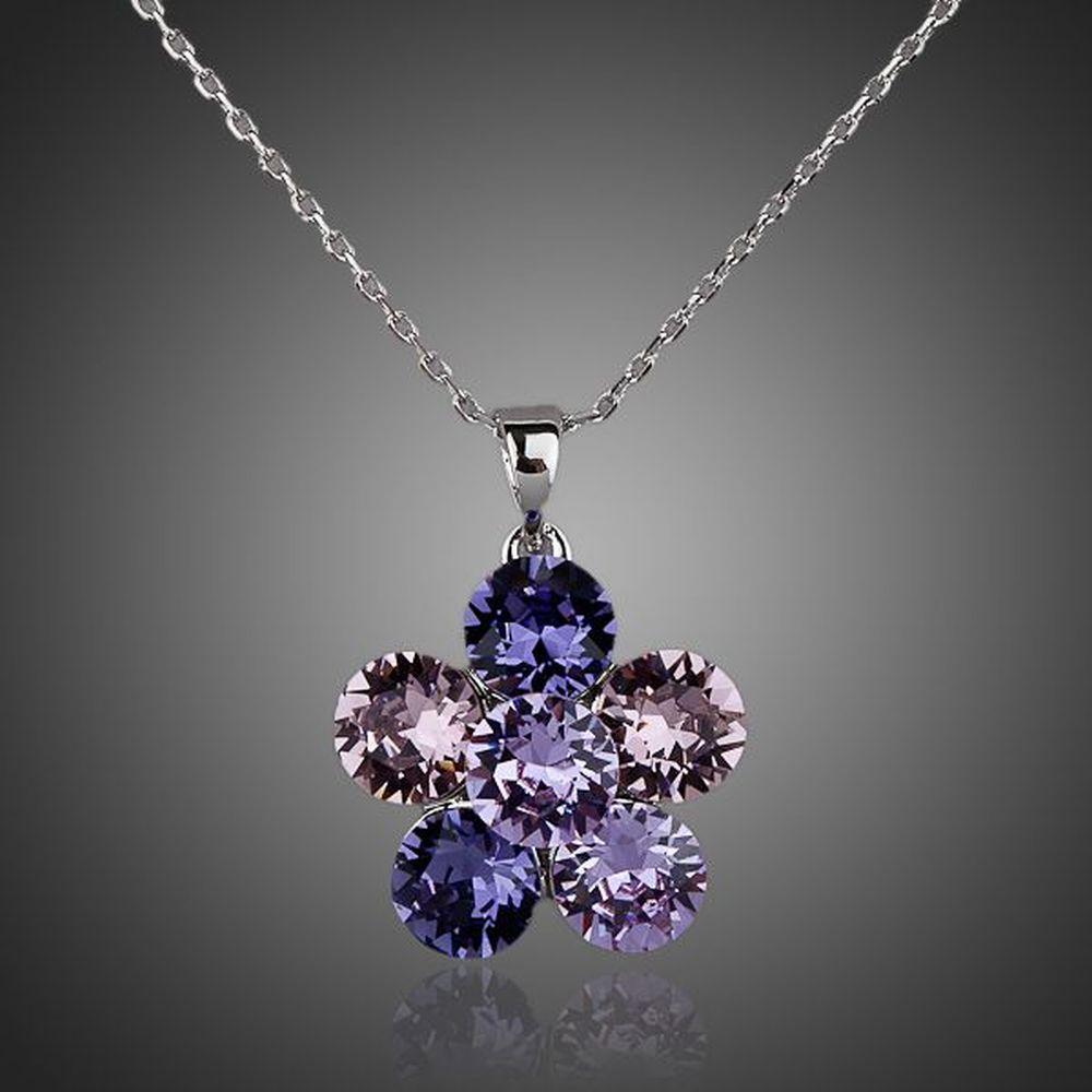 Purple Flower Necklace KPN0054 - KHAISTA Fashion Jewellery