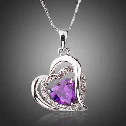 Purple Heart Necklace Pendant - KHAISTA Fashion Jewellery