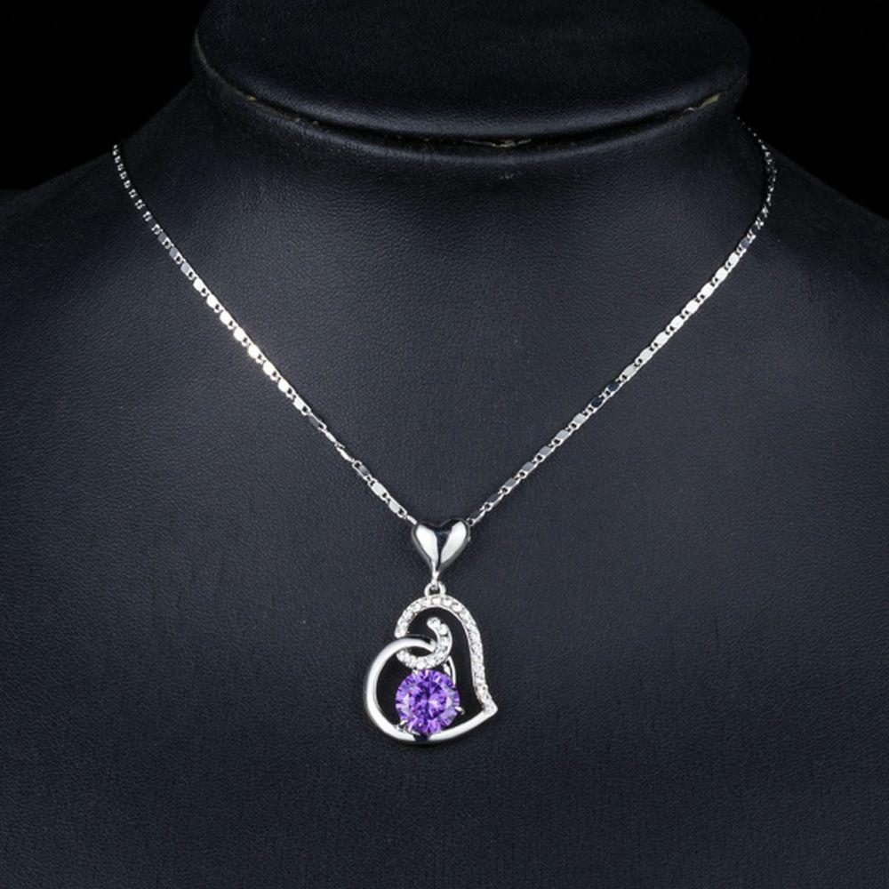 Purple Heart Pendant Chain Necklace - KHAISTA Fashion Jewellery