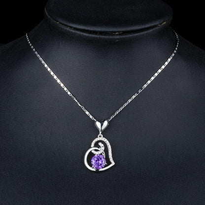 Purple Heart Pendant Chain Necklace - KHAISTA Fashion Jewellery