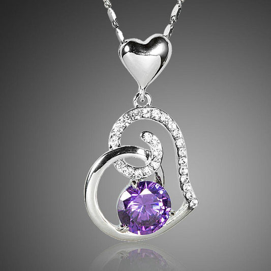 Purple Heart Pendant Chain Necklace - KHAISTA Fashion Jewellery