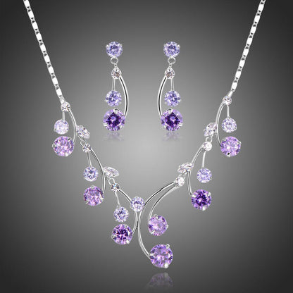 Purple Jewellery Set for Engagement Wedding Day - KHAISTA Fashion Jewellery