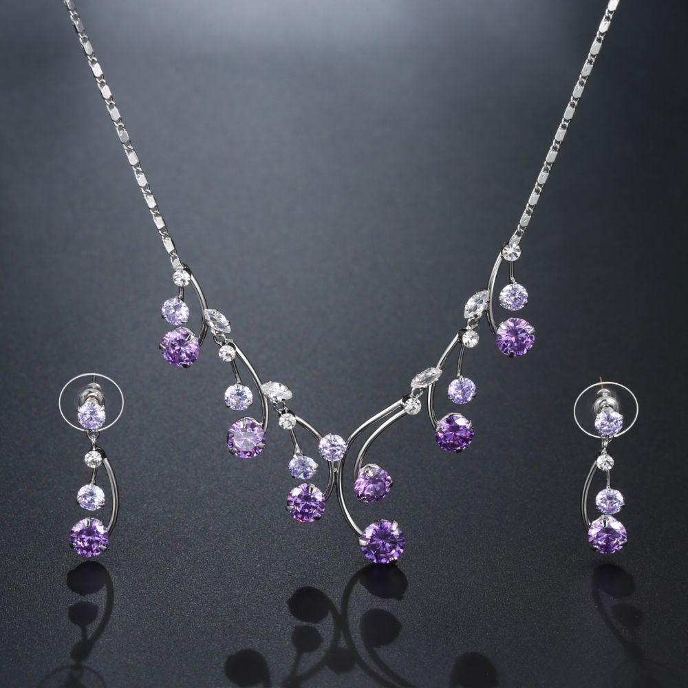 Purple Jewellery Set for Engagement Wedding Day - KHAISTA Fashion Jewellery