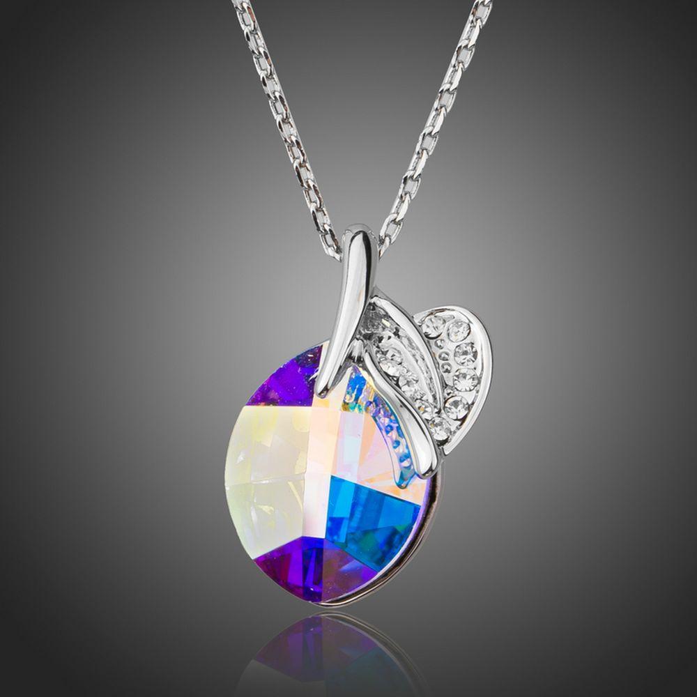 Purple Leaf Drop Necklace KPN0214 - KHAISTA Fashion Jewellery