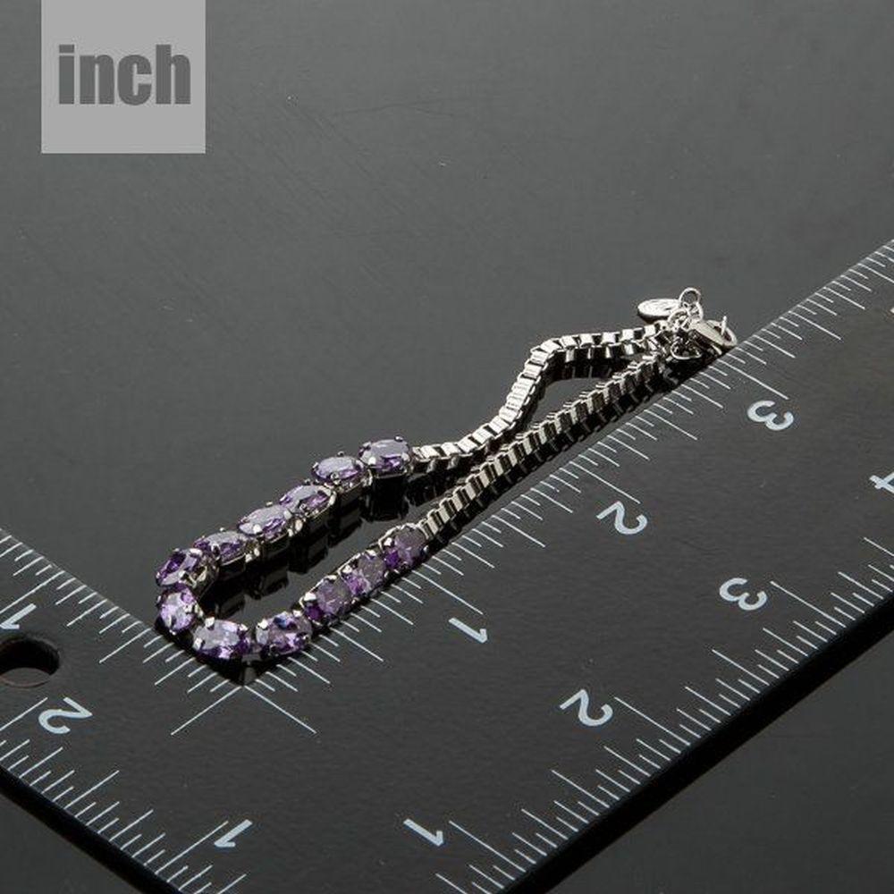 Purple Link Chain Cubic Zirconia Bracelet - KHAISTA Fashion Jewellery