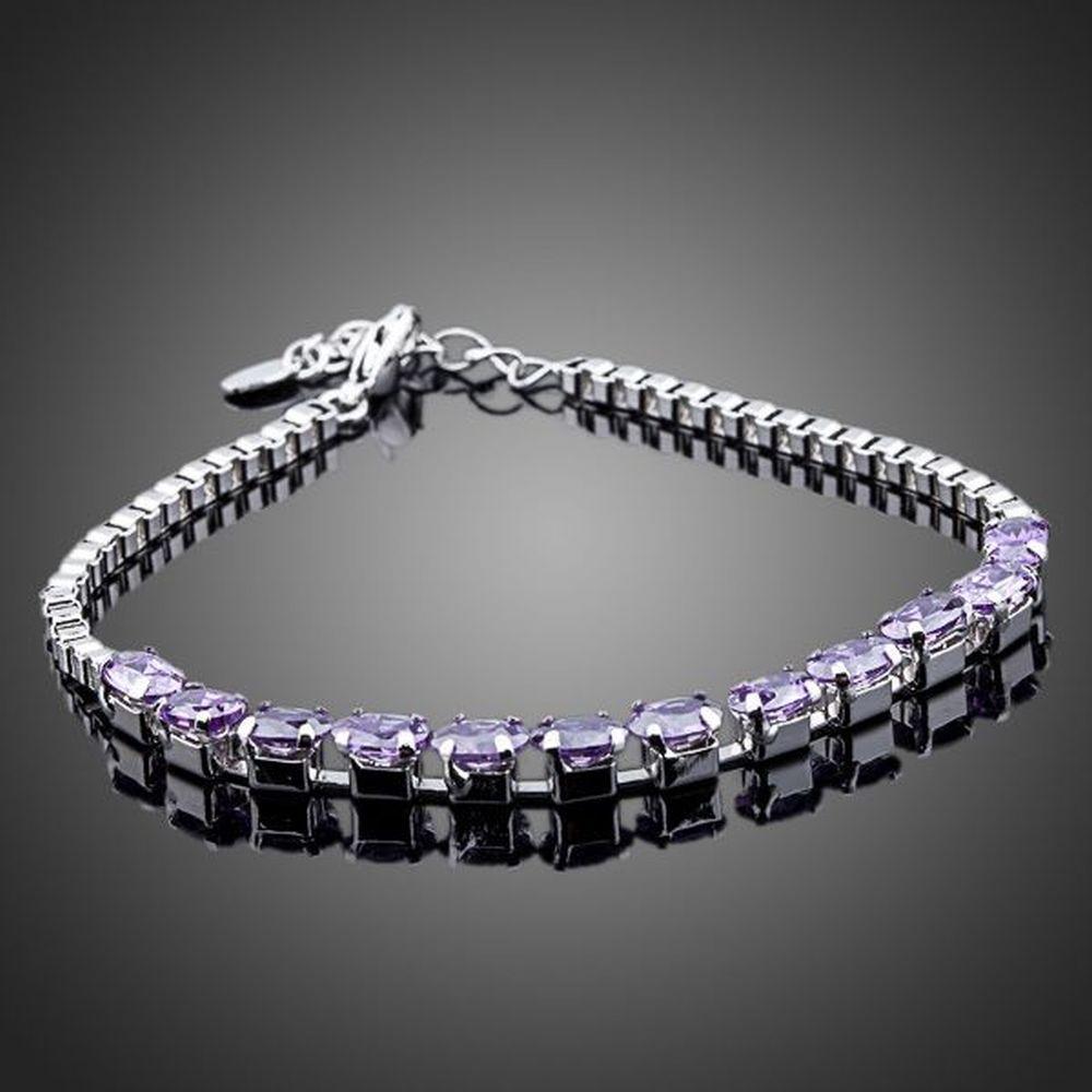 Purple Link Chain Cubic Zirconia Bracelet - KHAISTA Fashion Jewellery