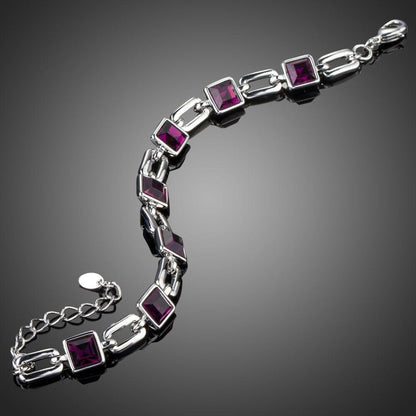 Purple Link Chain Lobster Bracelet - KHAISTA Fashion Jewellery