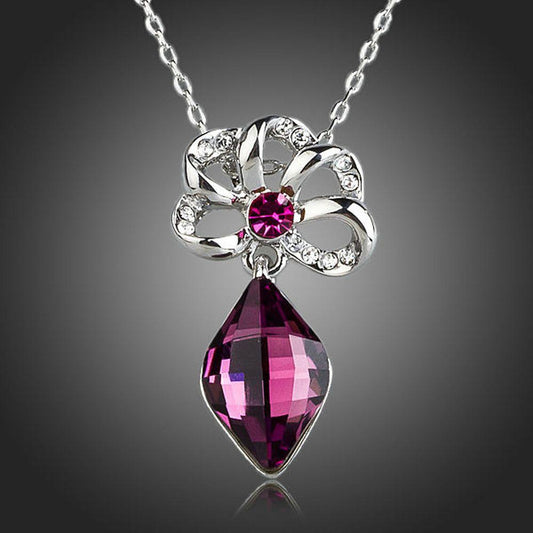 Purple Stellux Austrian Crystal Necklace KPN0150 - KHAISTA Fashion Jewellery