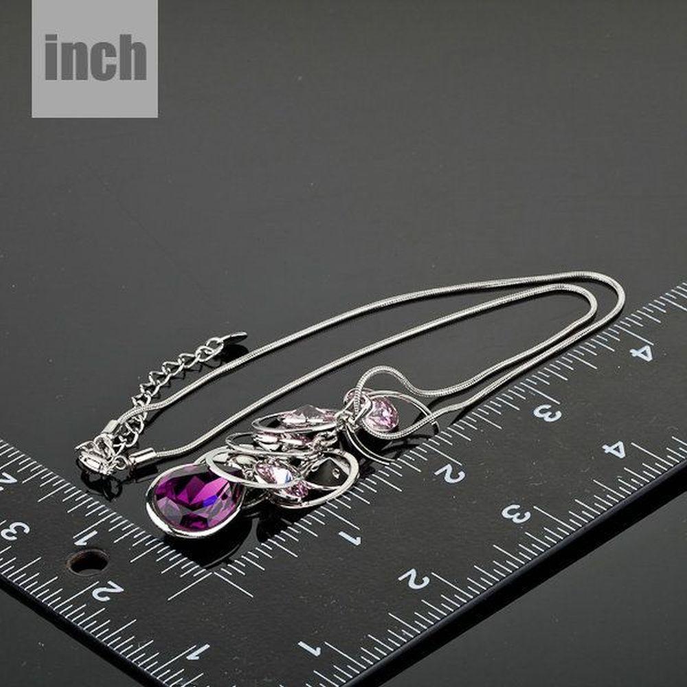 Purple Stellux Austrian Crystal Pendant Necklace KPN0051 - KHAISTA Fashion Jewellery