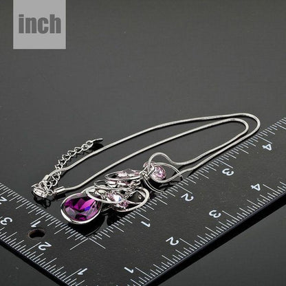 Purple Stellux Austrian Crystal Pendant Necklace KPN0051 - KHAISTA Fashion Jewellery