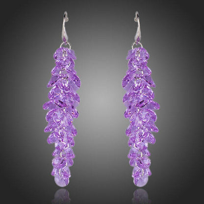 Purple Stellux Austrian Drop Earrings -KPE0097 - KHAISTA Fashion Jewellery