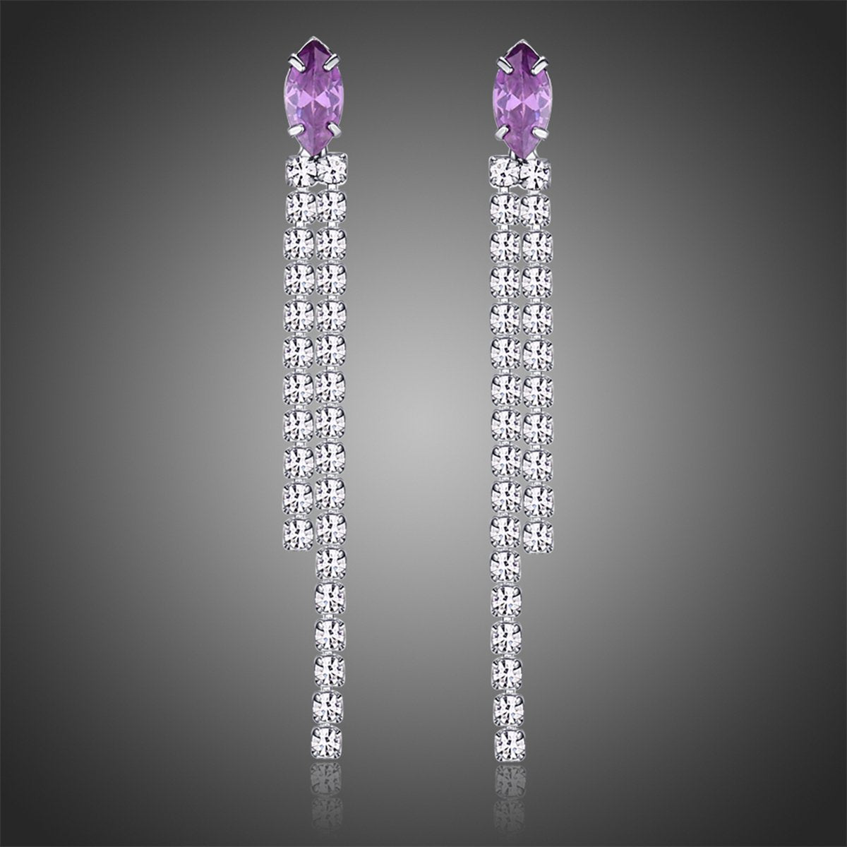 Purple Tassel Dangle Earrings -KPE0337 - KHAISTA Fashion Jewellery