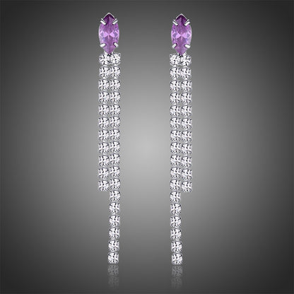 Purple Tassel Dangle Earrings -KPE0337 - KHAISTA Fashion Jewellery