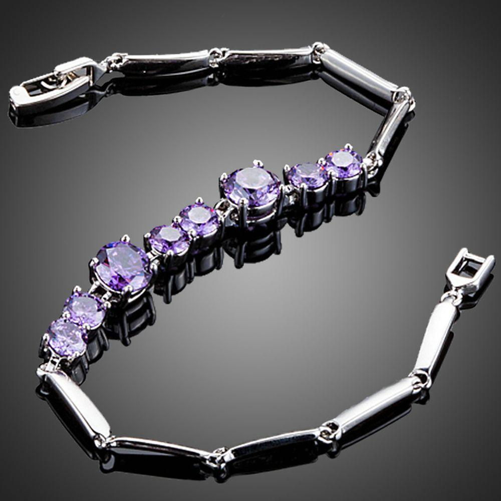 Purple Toggle Clasp Cubic Zirconia Bracelet - KHAISTA Fashion Jewellery