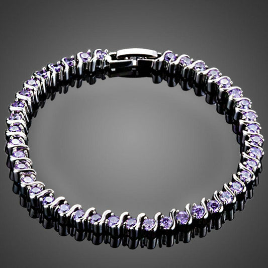 Purple Toggle Clasp Cubic Zirconia Bracelet - KHAISTA Fashion Jewellery