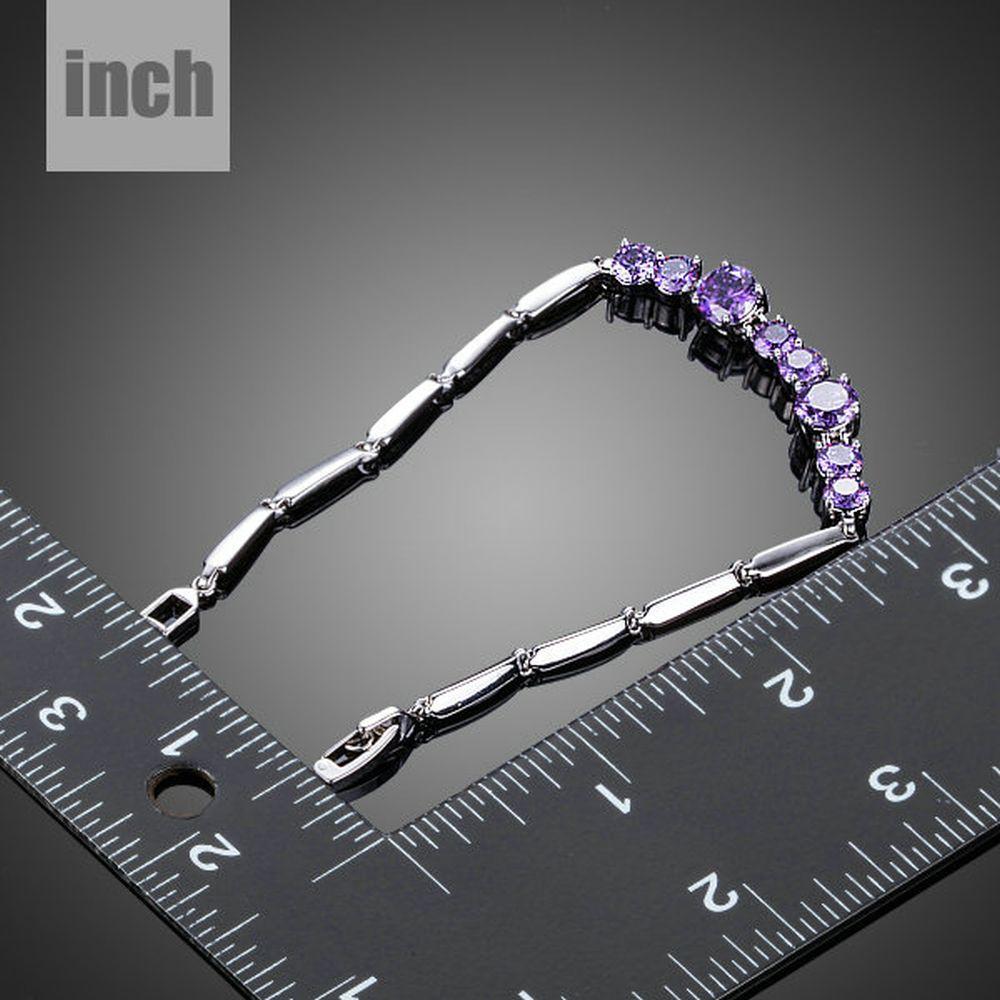 Purple Toggle Clasp Cubic Zirconia Bracelet - KHAISTA Fashion Jewellery