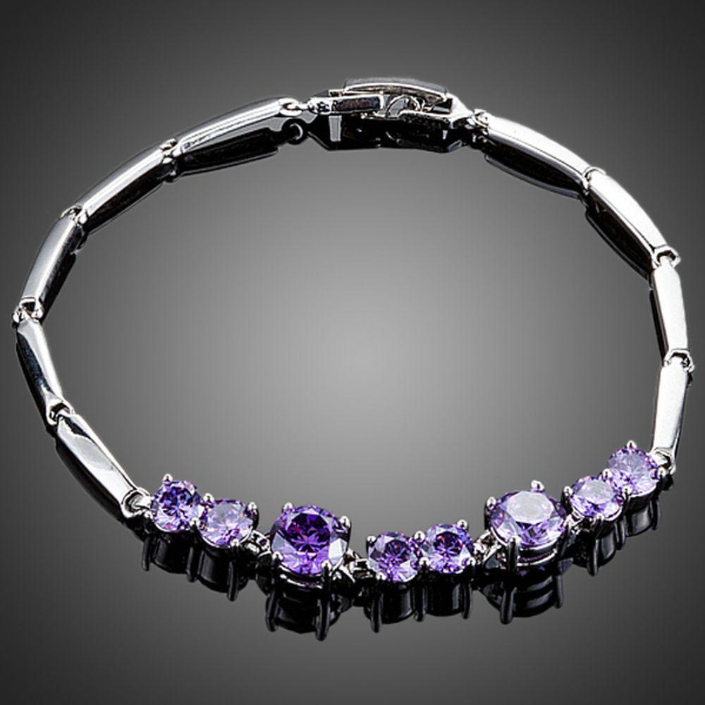 Purple Toggle Clasp Cubic Zirconia Bracelet - KHAISTA Fashion Jewellery