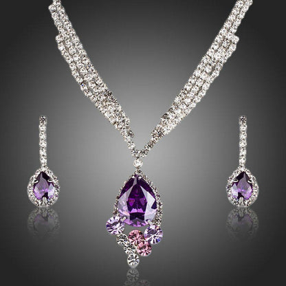 Purple Water Drop Party Wear Jewelry Set - KHAISTA Fashion Jewellery