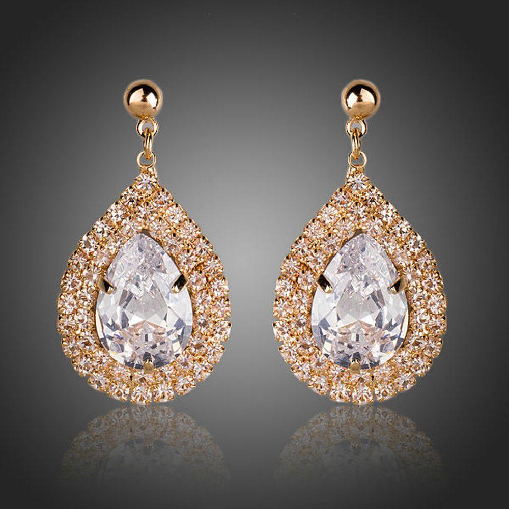 Raindrop Cubic Zirconia Drop Earrings - KHAISTA Fashion Jewellery