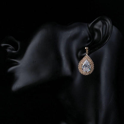 Raindrop Cubic Zirconia Drop Earrings - KHAISTA Fashion Jewellery