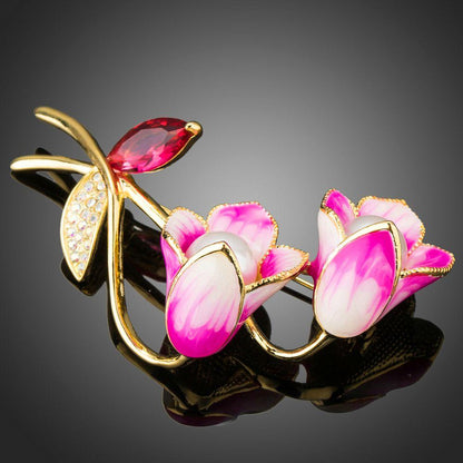 Red Artistic Flower Brooch - KHAISTA Fashion Jewellery