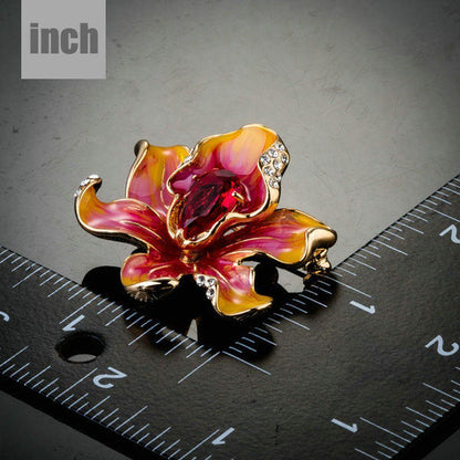 Red Blood Oil Paint Flower Pin Brooch - KHAISTA Fashion Jewellery