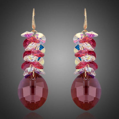 Red Crystal Vine Drop Earrings - KHAISTA Fashion Jewellery