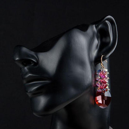 Red Crystal Vine Drop Earrings - KHAISTA Fashion Jewellery