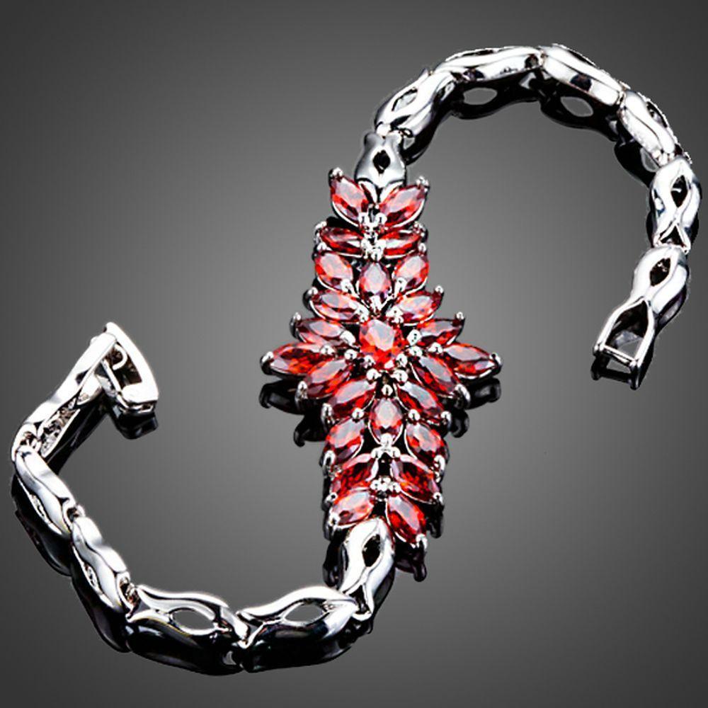 Red Cubic Zirconia Chain Link Bracelet - KHAISTA Fashion Jewellery