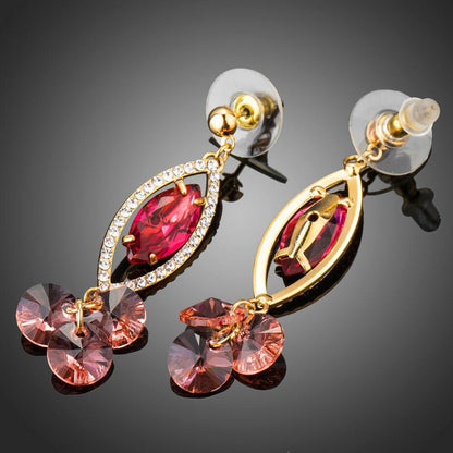 Red Cubic Zirconia Dangle Earrings -KPE0284 - KHAISTA Fashion Jewellery