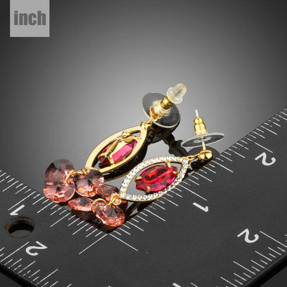 Red Cubic Zirconia Dangle Earrings -KPE0284 - KHAISTA Fashion Jewellery