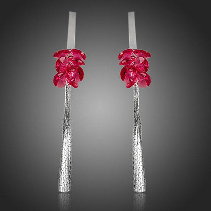 Red Rose Tassel Drop Earrings - KHAISTA Fashion Jewellery