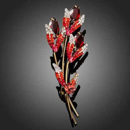 Red Scion Crystal Brooch Pin - KHAISTA Fashion Jewellery