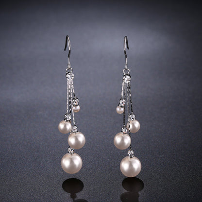 Rhinestone Pearl Drop Earrings -KPE0346 - KHAISTA Fashion Jewellery