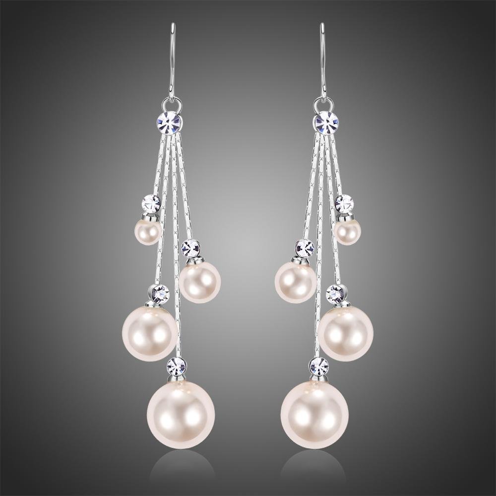 Rhinestone Pearl Drop Earrings -KPE0346 - KHAISTA Fashion Jewellery