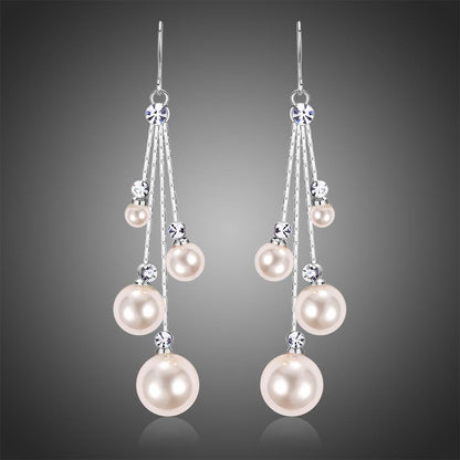 Rhinestone Pearl Drop Earrings -KPE0346 - KHAISTA Fashion Jewellery